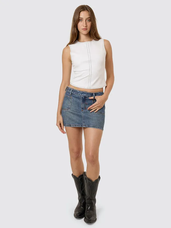 Wyatt Skirt - Vanish Mid Blue sold by Thrills