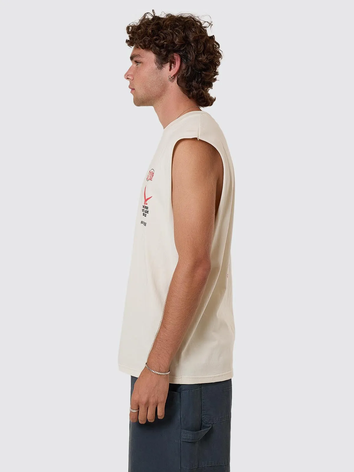 1st Grade Service Merch Fit Muscle Tee - Heritage White sold by Thrills product image thumbnail 3