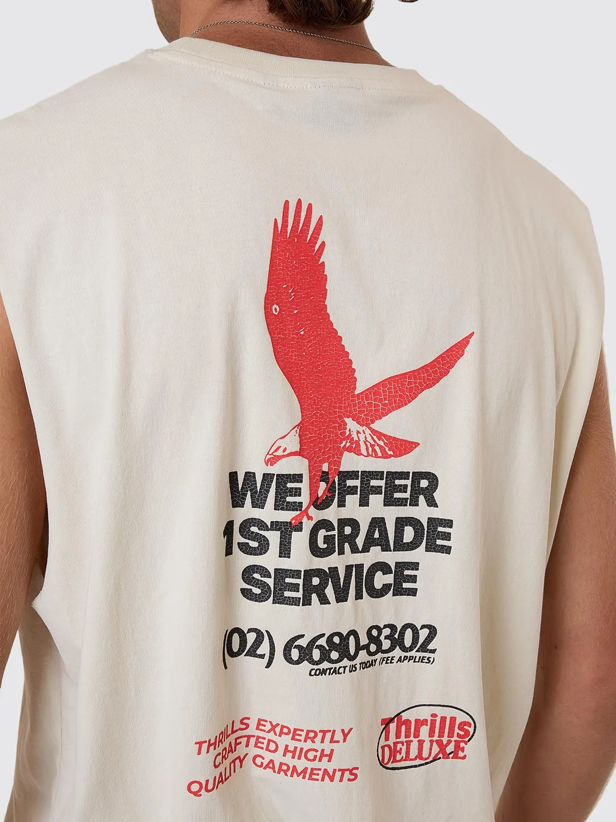 1st Grade Service Merch Fit Muscle Tee - Heritage White sold by Thrills product image thumbnail 5