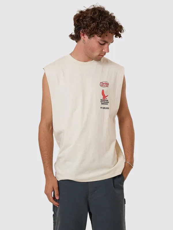 1st Grade Service Merch Fit Muscle Tee - Heritage White sold by Thrills