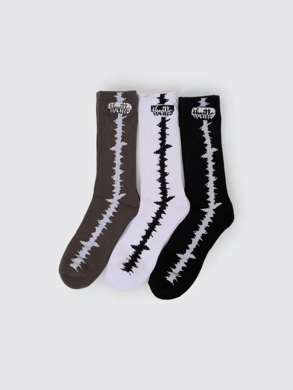 Cheap Thrills 3 Pack Sock - Black - White - Tarmac sold by Thrills