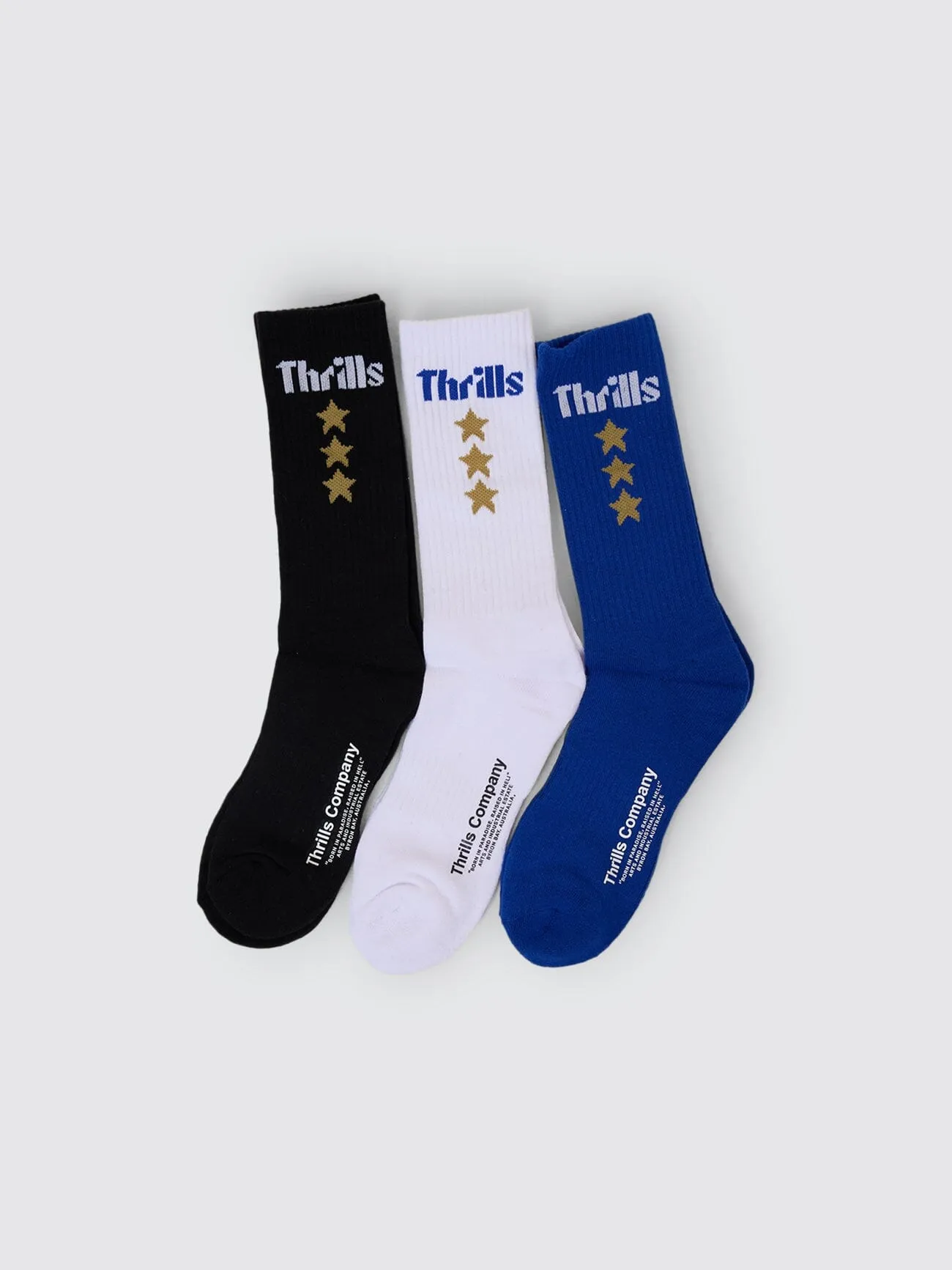 OG Strength 3 Pack Sock - Black - White - Surf the Web sold by Thrills