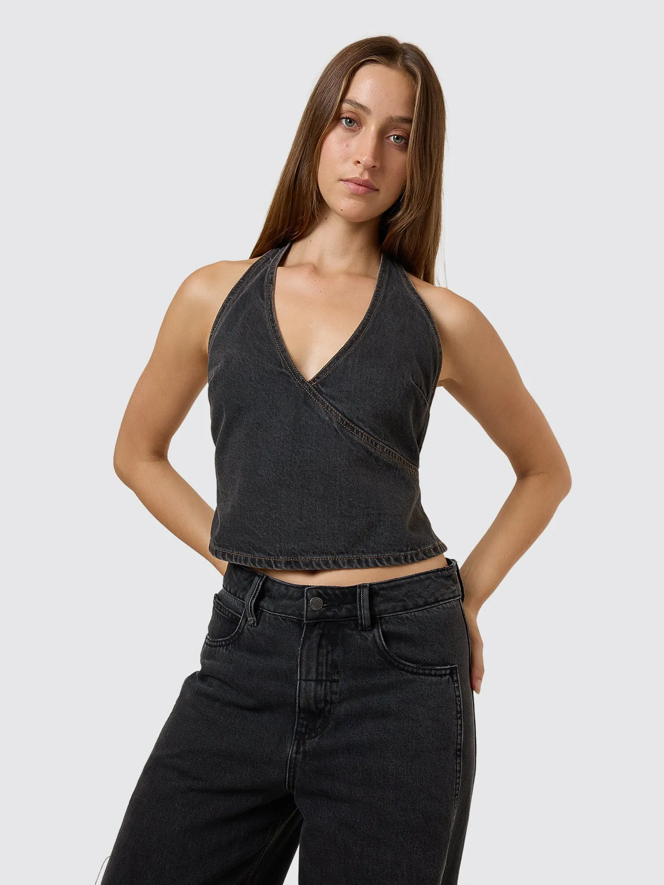 Night Shift Denim Top - Ash Black sold by Thrills