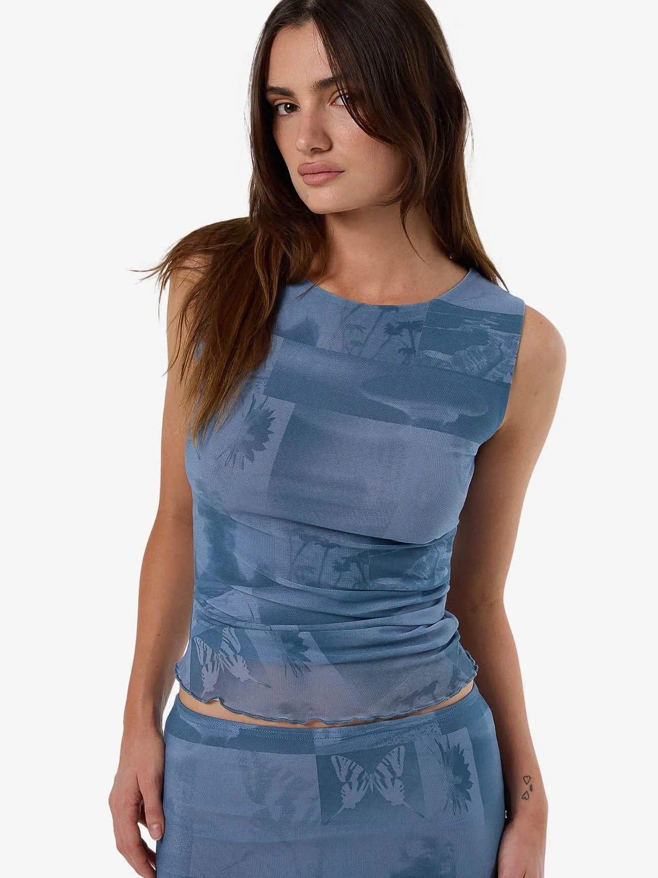 Eclipse Haze Mesh Tank - Storm Blue sold by Thrills