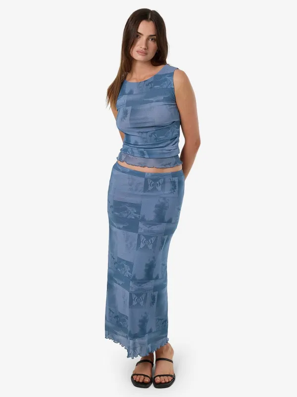 Eclipse Haze Mesh Skirt - Storm Blue sold by Thrills