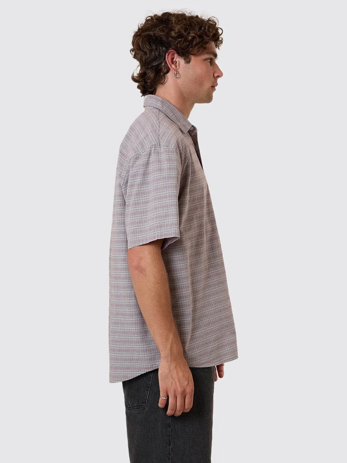 Minimal Thrills Stripe Check Short Sleeve Shirt - Smog sold by Thrills product image thumbnail 4