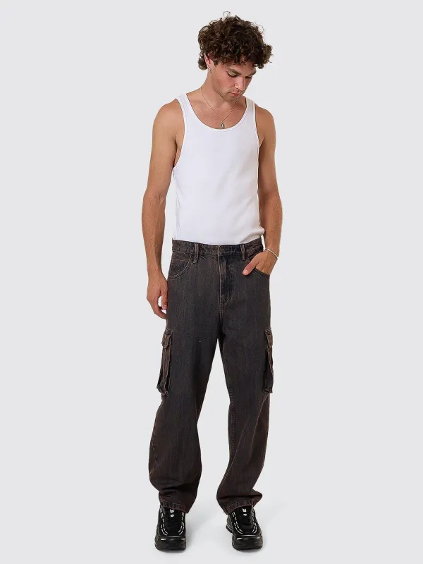 Big Slacker Denim Cargo Pant - Berry Black sold by Thrills