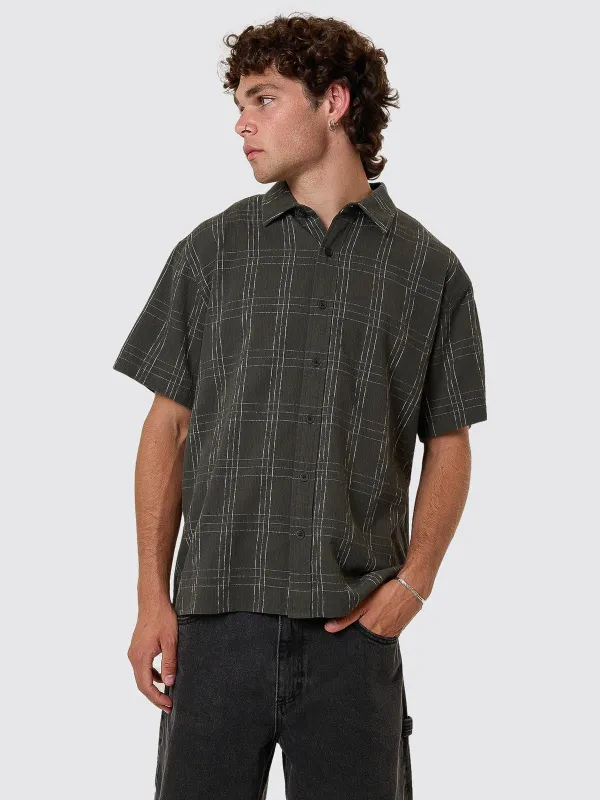 Built To Win Short Sleeve Cropped Shirt - Oil Green made by Thrills