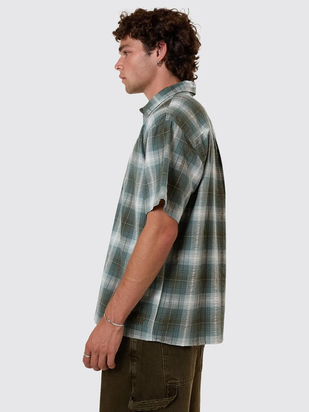 Cheap Thrills Check Short Sleeve Cropped Shirt - Tarmac sold by Thrills product image thumbnail 4