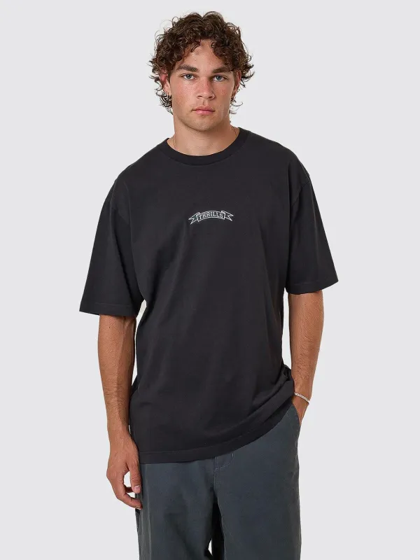 Pennant Embro Oversize Fit Tee - Twilight Black sold by Thrills