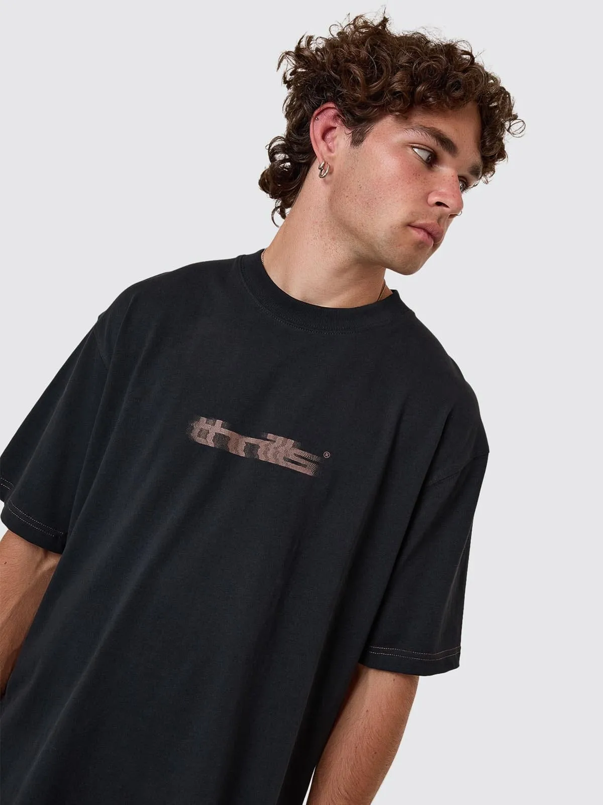 Metamorphic Daze Box Fit Oversize Cropped Raw Hem Tee - Washed Black sold by Thrills product image thumbnail 2