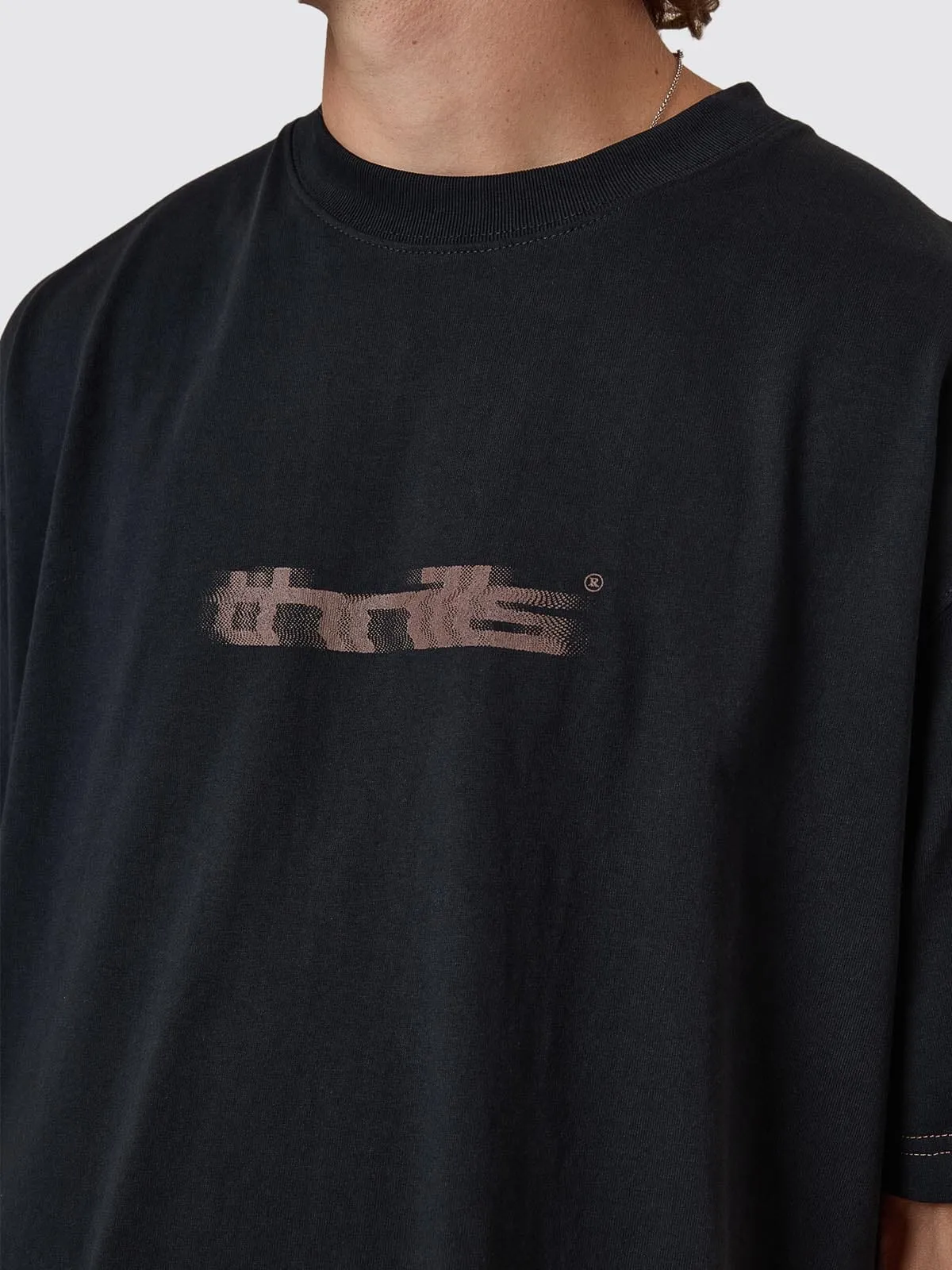 Metamorphic Daze Box Fit Oversize Cropped Raw Hem Tee - Washed Black sold by Thrills product image thumbnail 4