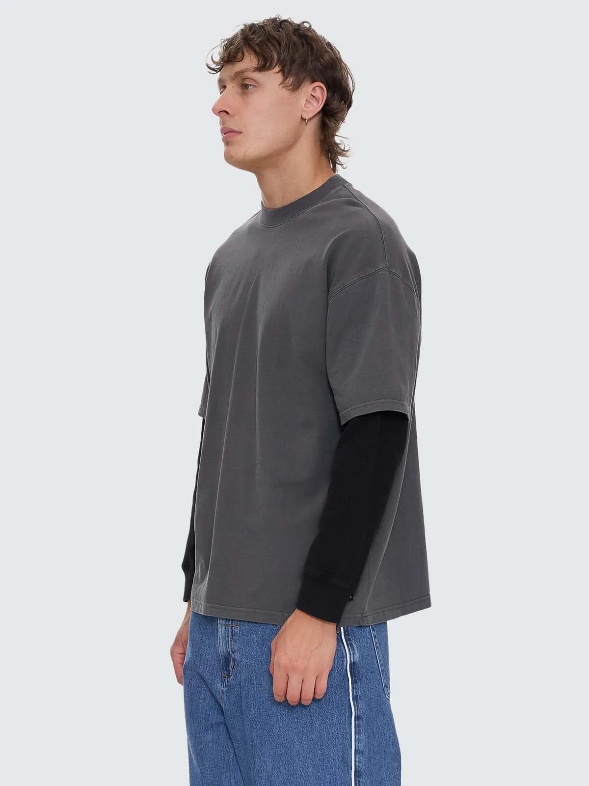 Arts & Industrial Layer Box Fit Oversize Long Sleeve Tee - Merch Black sold by Thrills product image thumbnail 2