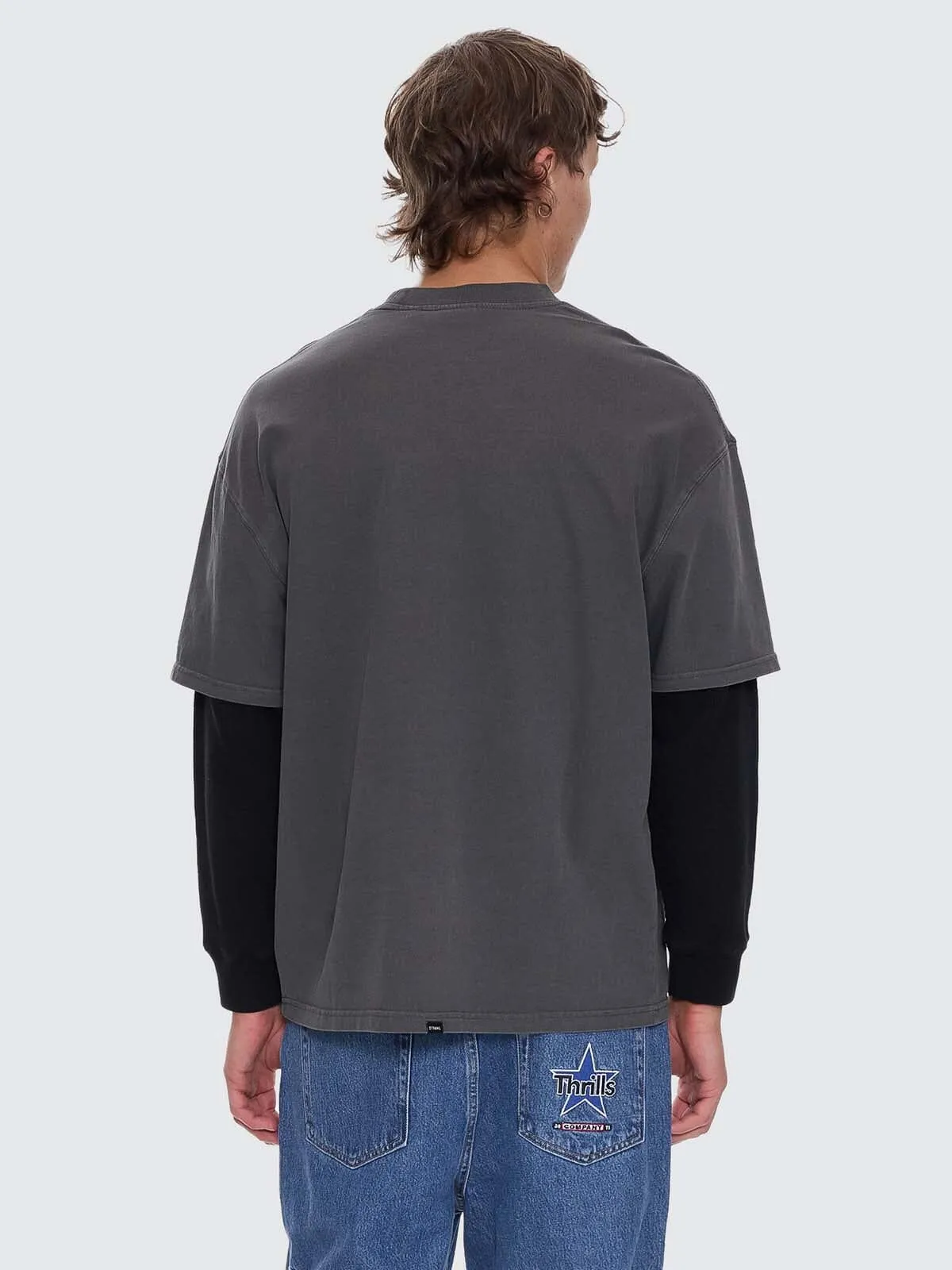 Arts & Industrial Layer Box Fit Oversize Long Sleeve Tee - Merch Black sold by Thrills product image thumbnail 3