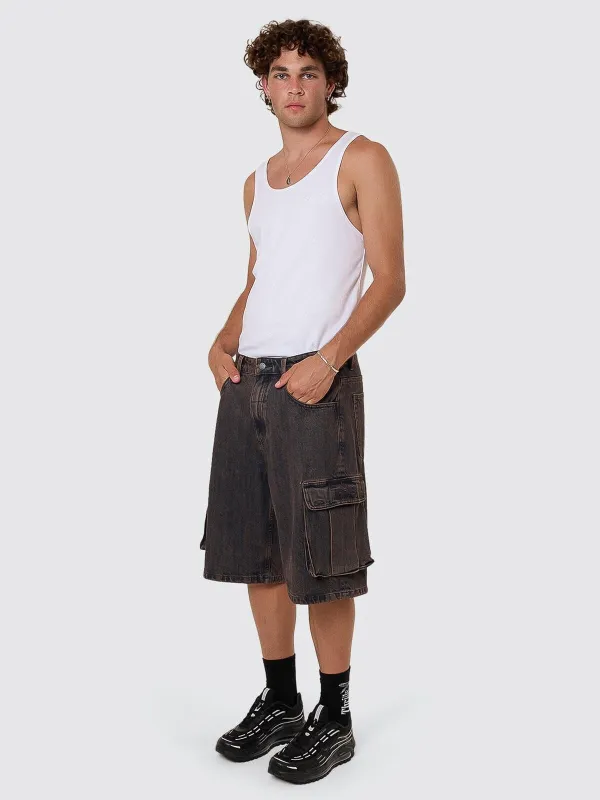 Big Slacker Denim Cargo Short - Berry Black sold by Thrills