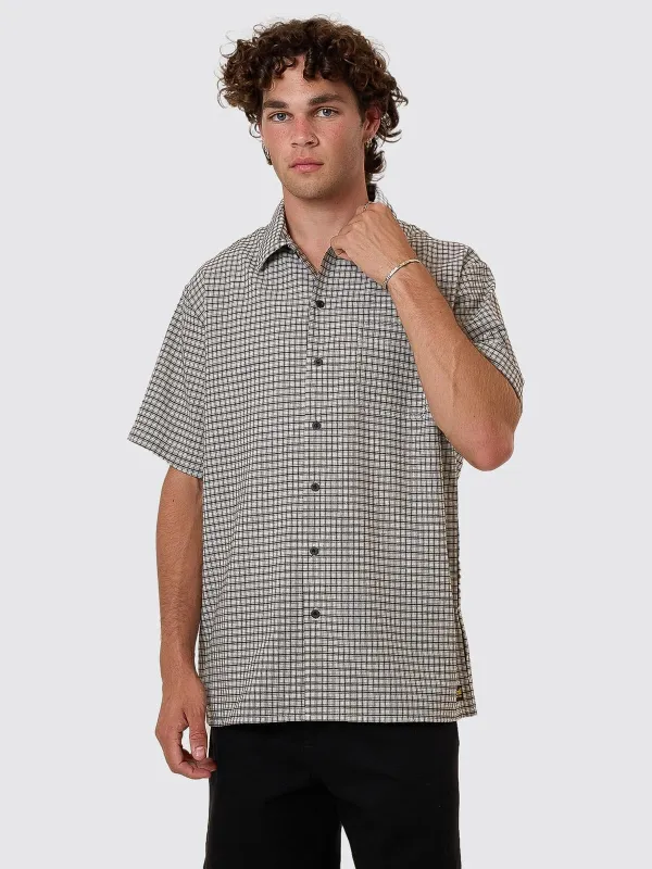 Thrills Union Short Sleeve Check Shirt - Light Stone sold by Thrills