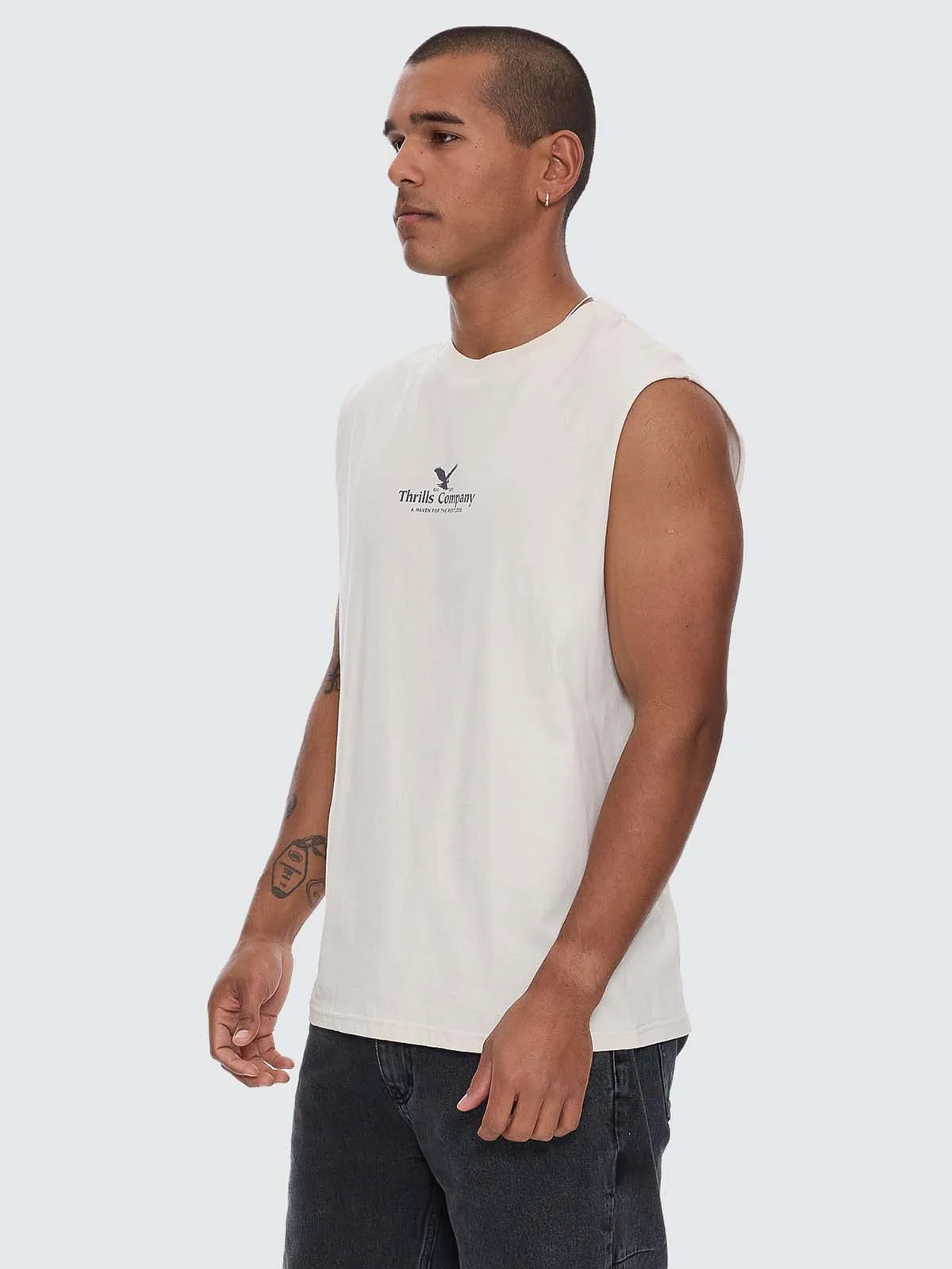 A Haven For The Restless Merch Muscle Tee - Heritage White sold by Thrills product image thumbnail 3