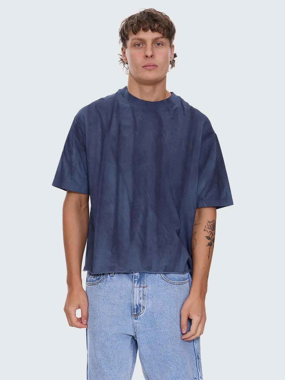 Arts Sunfade Box Crop Tee - Sunfade Bleach Indigo sold by Thrills