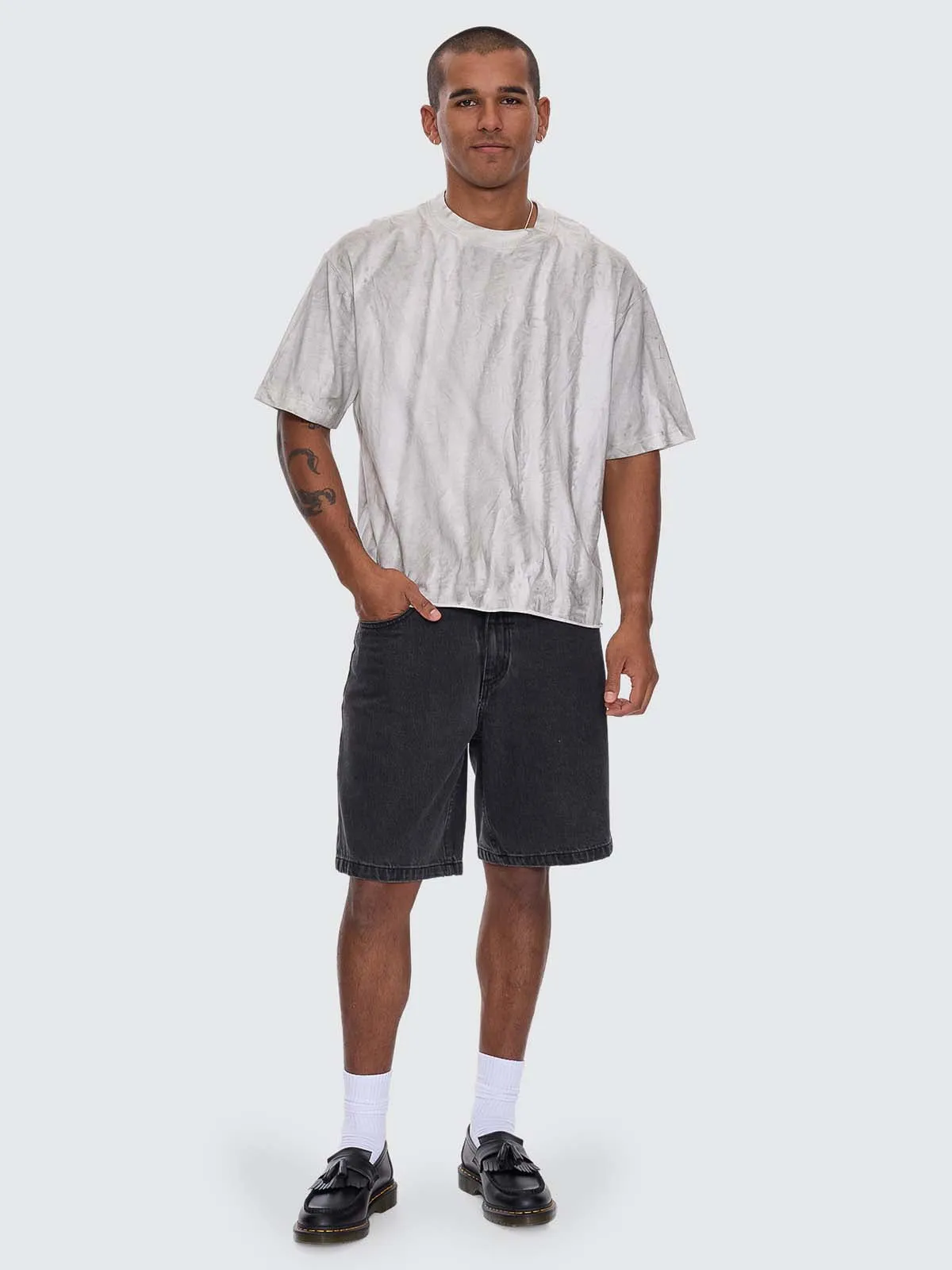 Arts Sunfade Box Crop Tee - Sunfade Bleach Charcoal sold by Thrills product image thumbnail 5