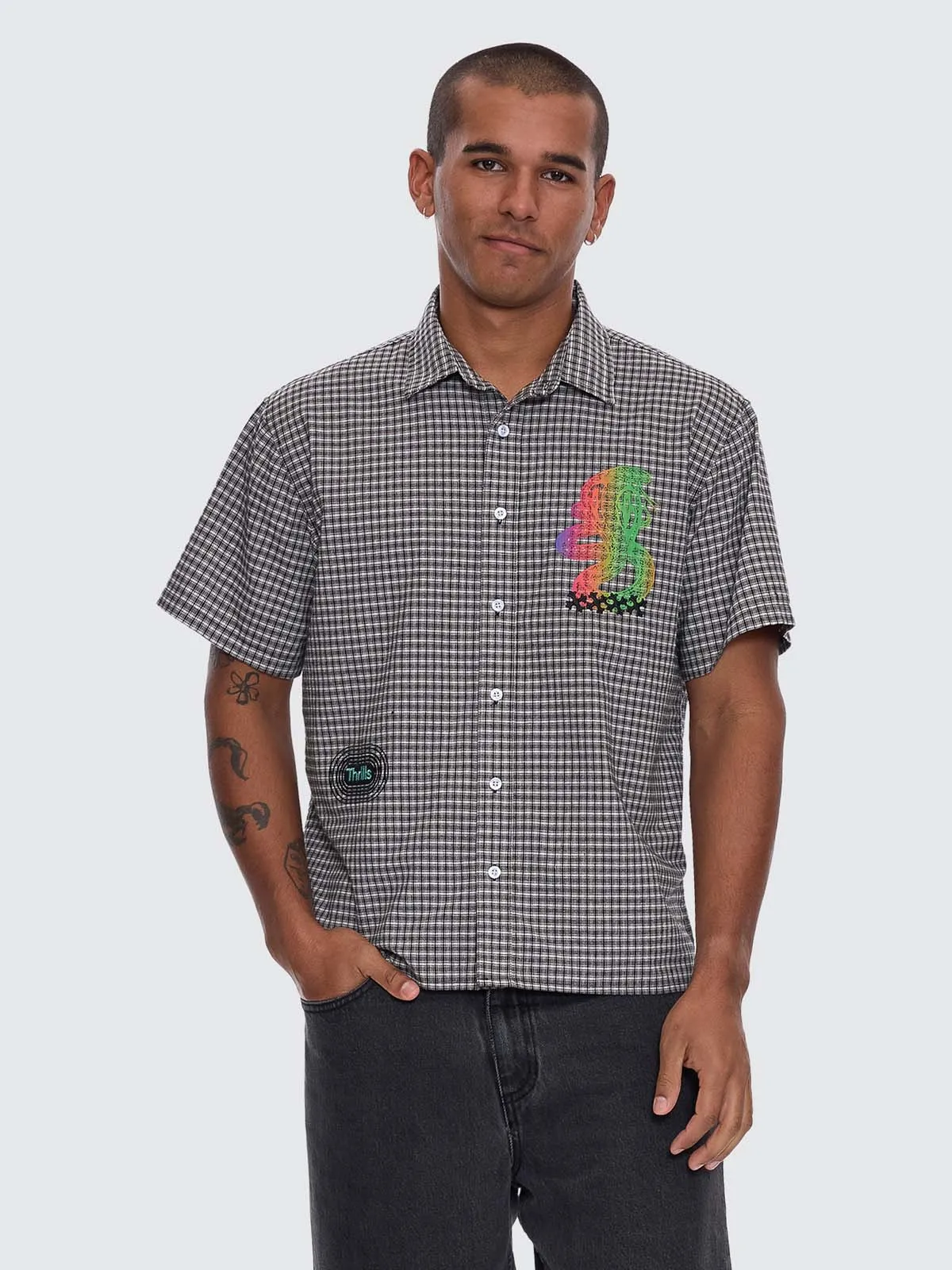 It's In The Cards Short Sleeve Cropped Shirt - Black sold by Thrills