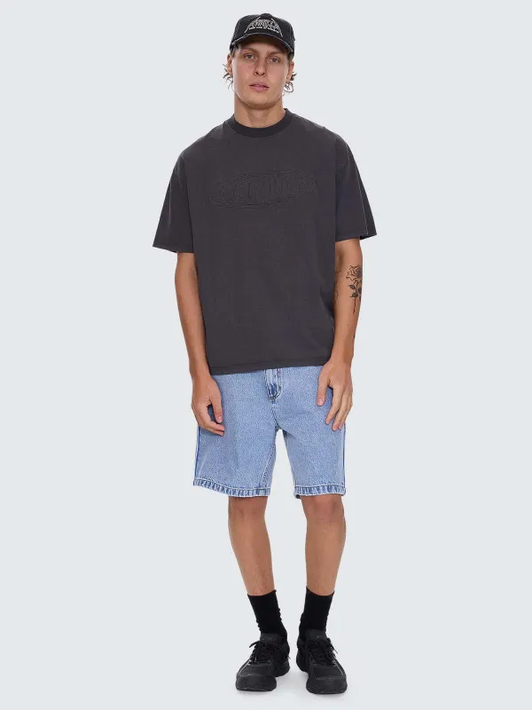 Heavy Static Slacker Relaxed Denim Short - Tempest Blue sold by Thrills