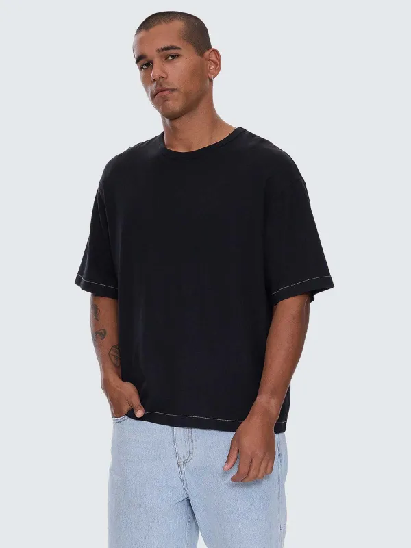 Hemp Thrills Contrast Box Crop Tee - Washed Black sold by Thrills