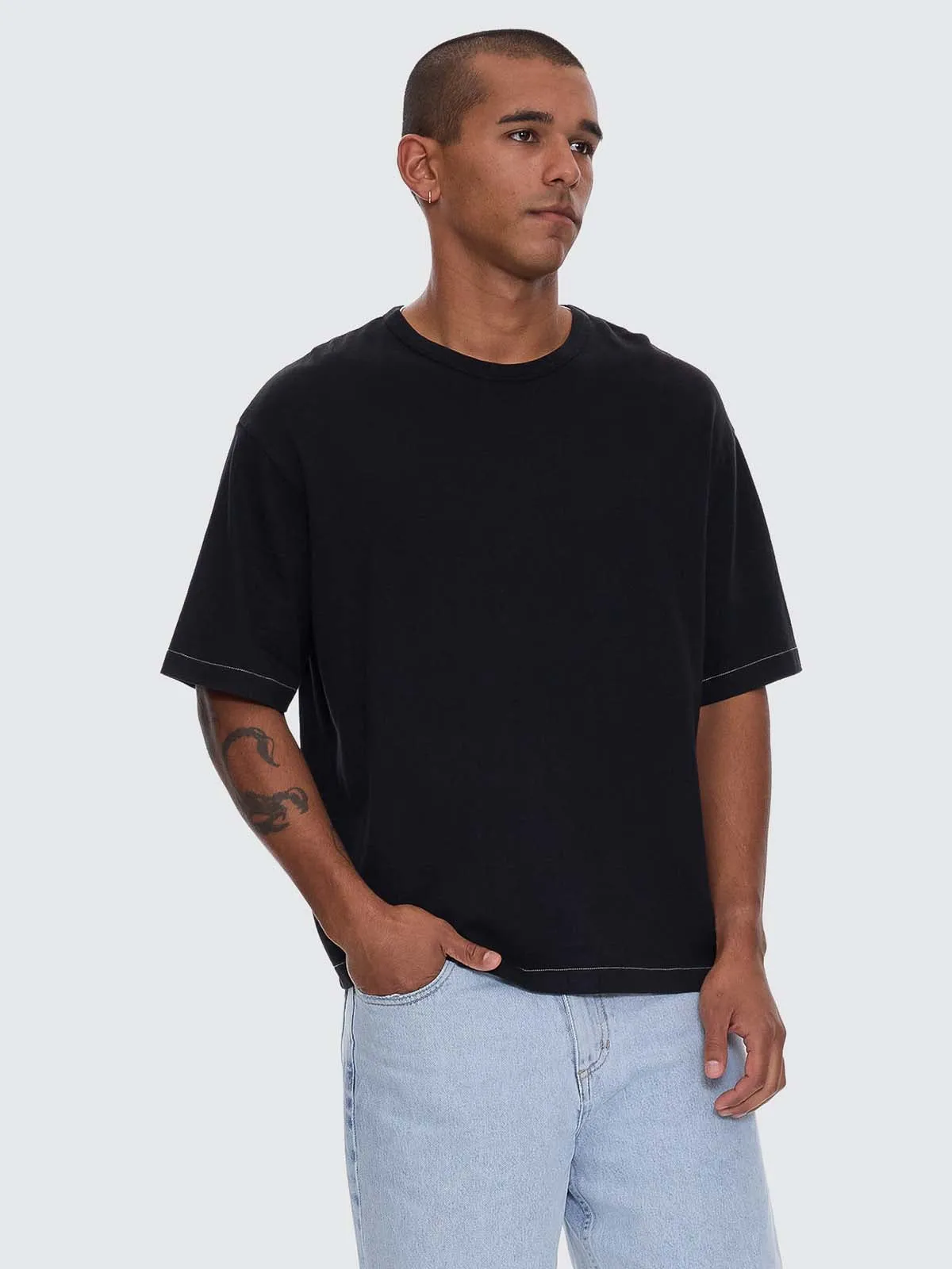 Hemp Thrills Contrast Box Crop Tee - Washed Black sold by Thrills product image thumbnail 4