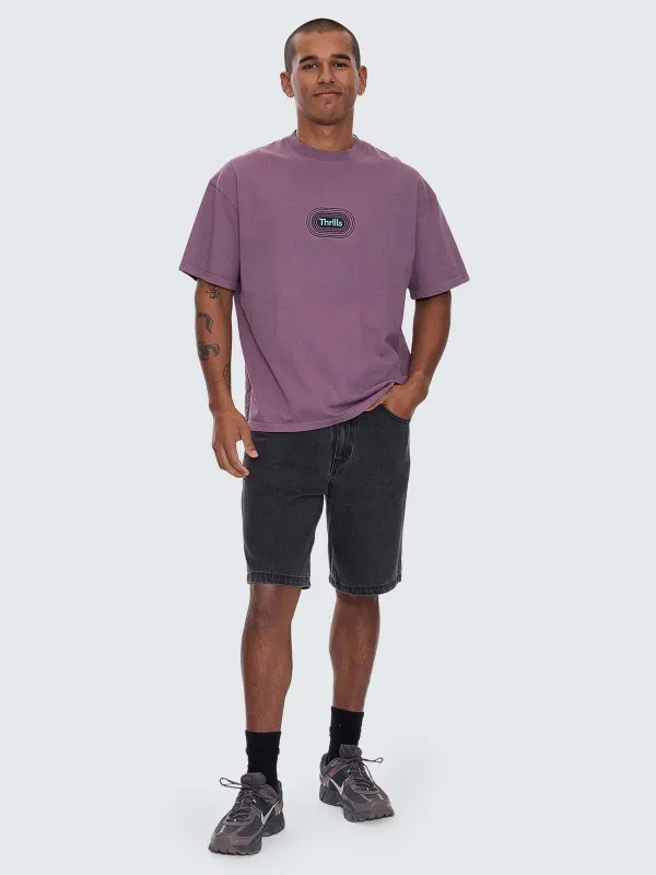 Mid Slacker Relaxed Denim Short - Ash Black sold by Thrills