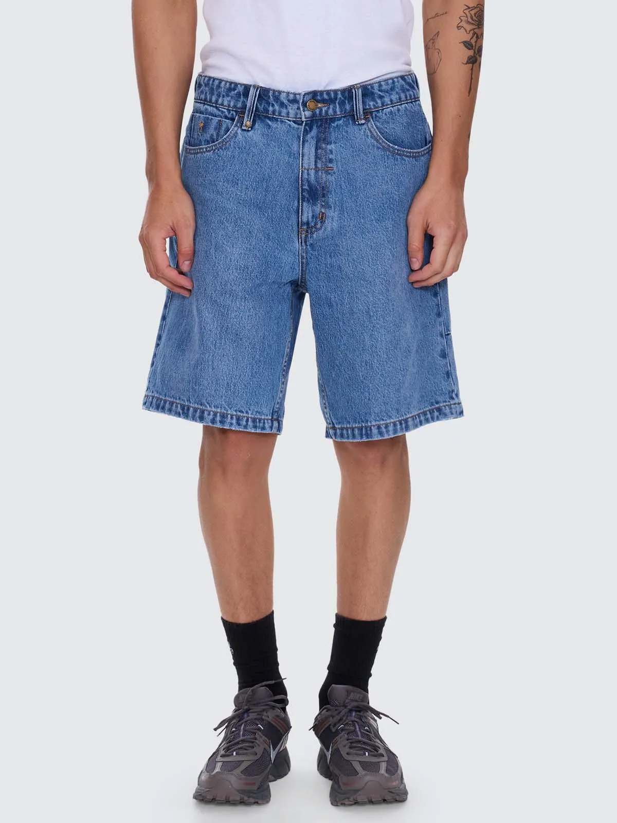 Mid Slacker Relaxed Denim Short - Deep Vintage Blue sold by Thrills product image thumbnail 2