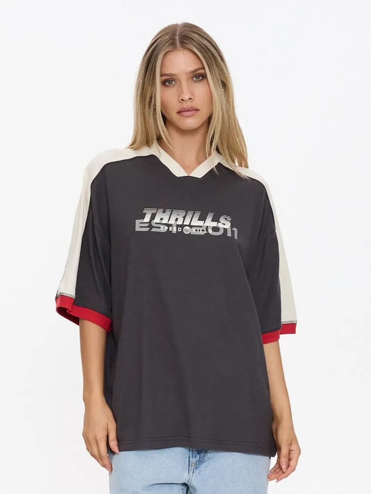 Speed Kills V-Neck Oversized Tee - Merch Black sold by Thrills