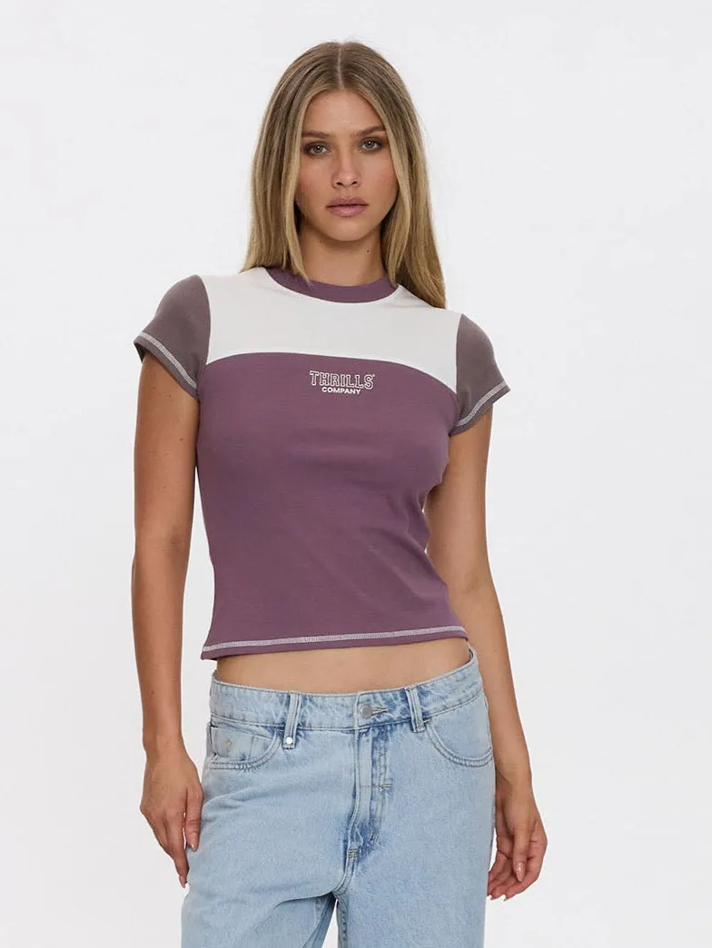 Break Point Panelled Club Tee - Vintage Mauve sold by Thrills