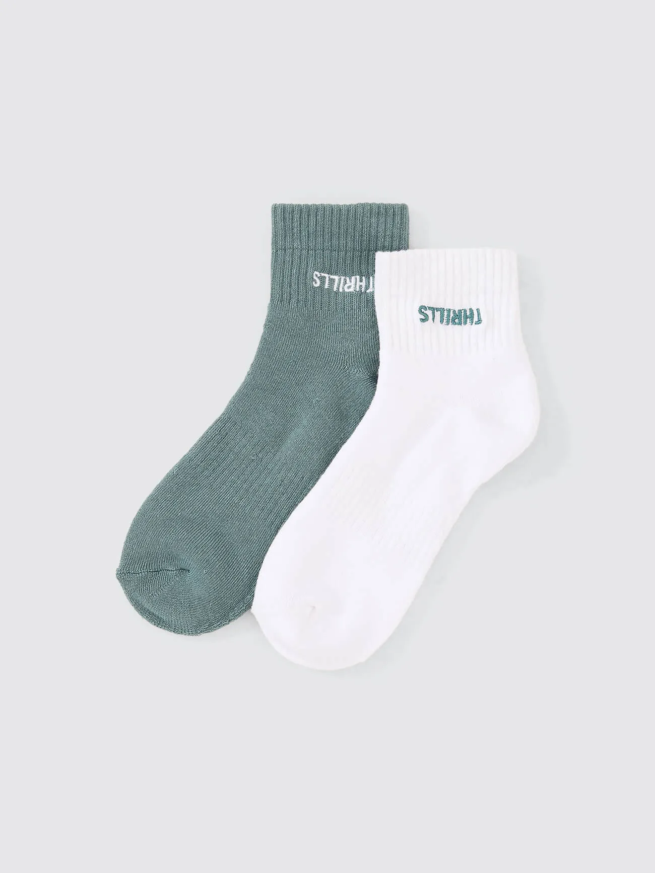 Minimal Thrills 2 Pack Sock - Green Coast - White sold by Thrills
