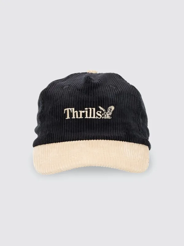 Thrills Workwear 5 Panel Cap - Black - Green Sheen sold by Thrills