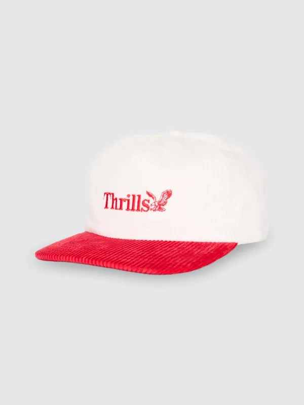 Thrills Workwear 5 Panel Cap - Racing Red - Tofu sold by Thrills