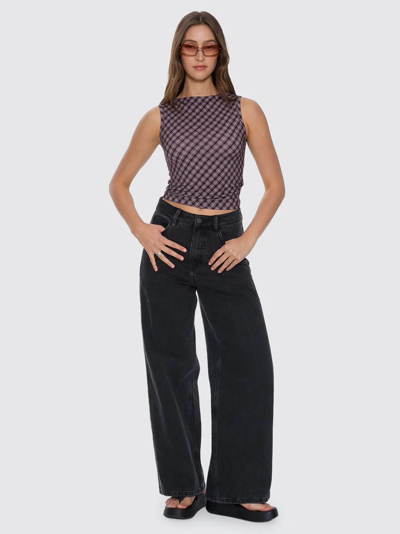 Adorned Check Tank - Coffee sold by Thrills product image thumbnail 3