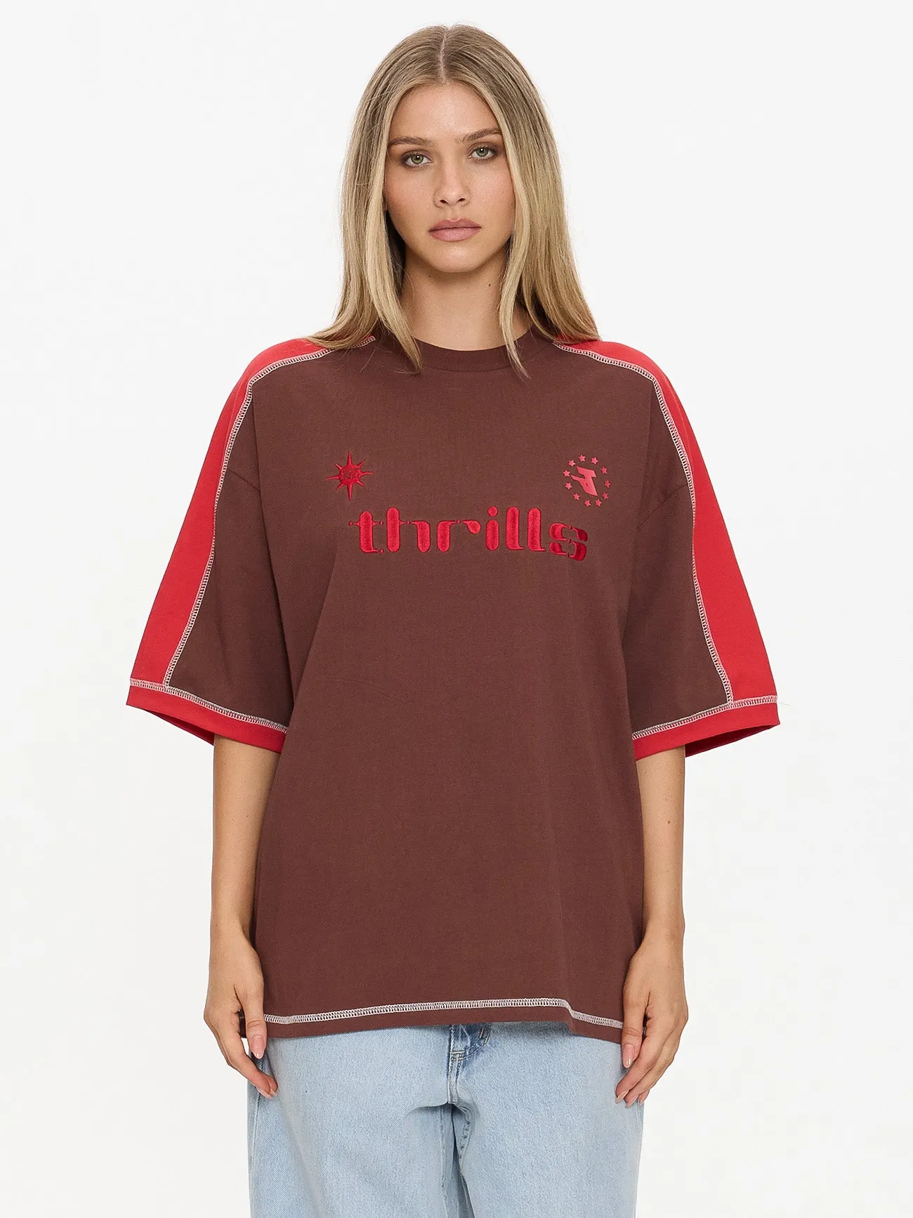 Hot Shot Panelled Oversized Tee - Acorn sold by Thrills product image thumbnail 2