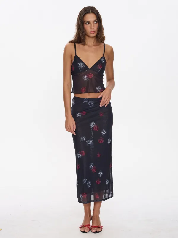 Perfect Illusion Mesh Maxi Skirt - Black sold by Thrills