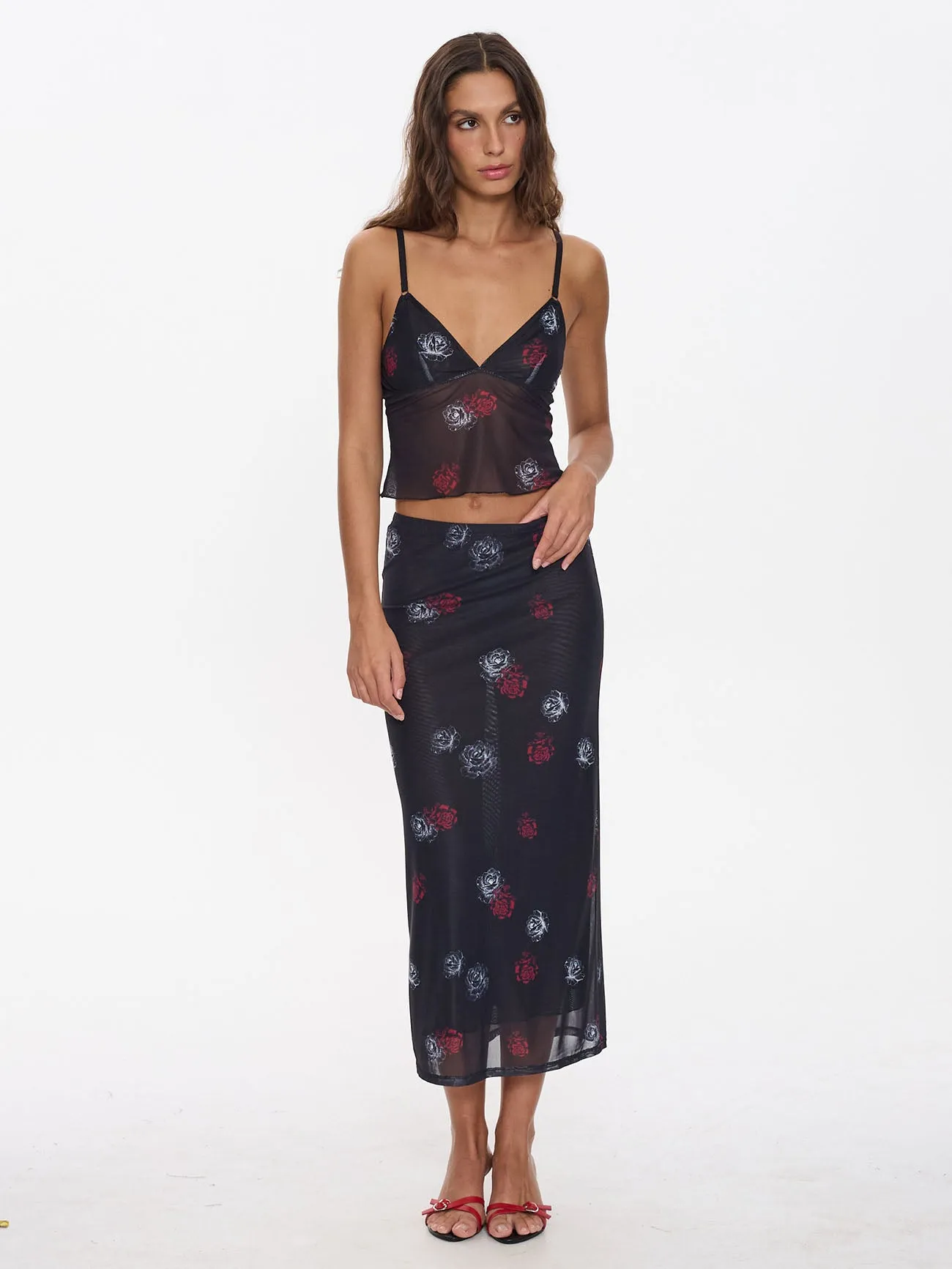 Perfect Illusion Mesh Maxi Skirt - Black sold by Thrills
