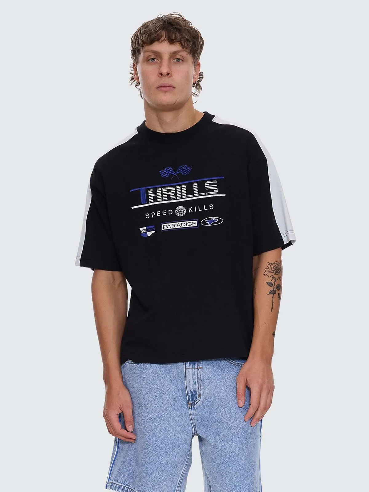 Rapid Fire Panel Box Crop Tee - Black sold by Thrills