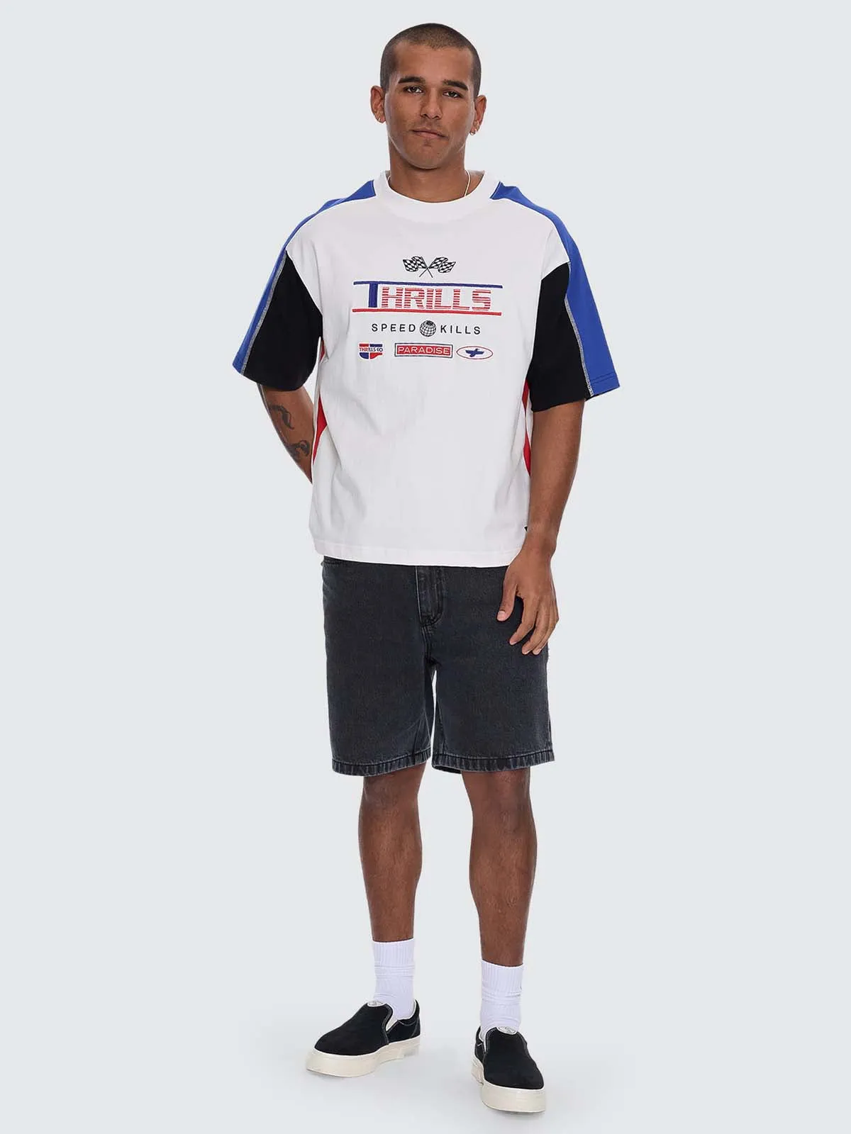 Rapid Fire Panel Box Crop Tee - Dirty White sold by Thrills product image thumbnail 2