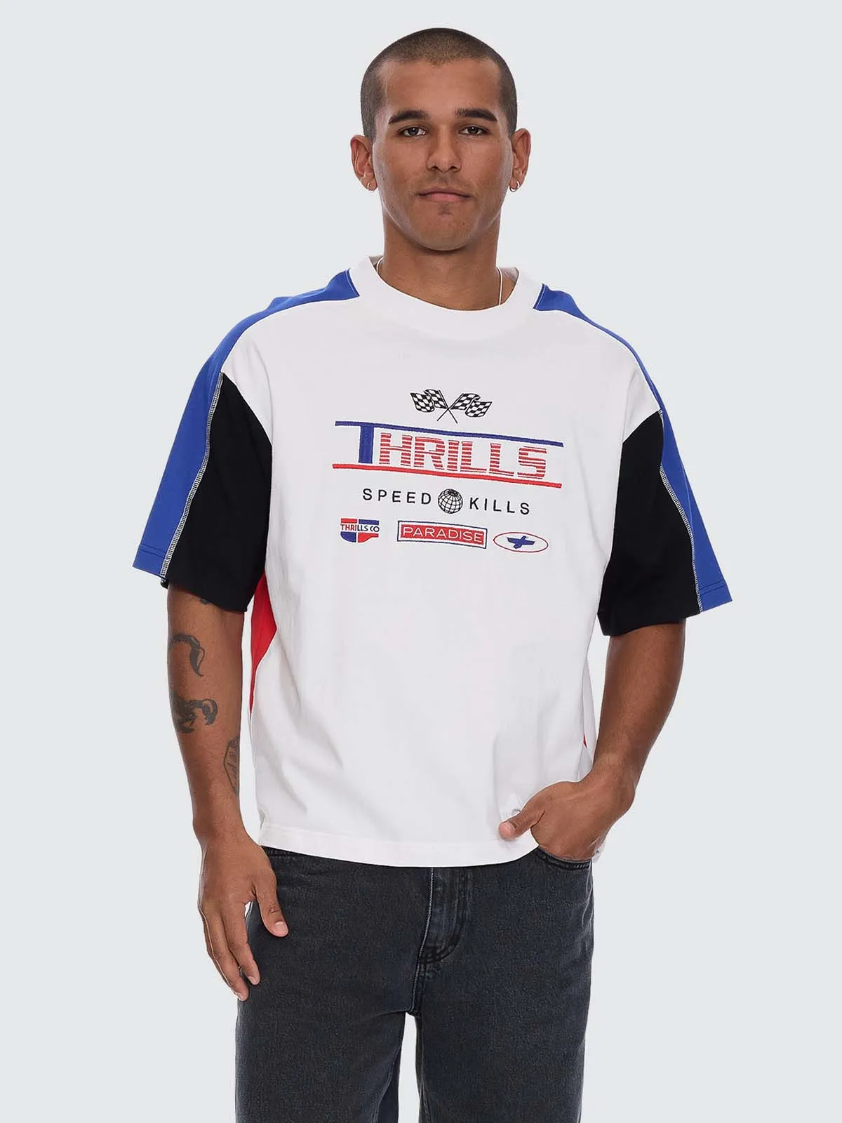 Rapid Fire Panel Box Crop Tee - Dirty White sold by Thrills