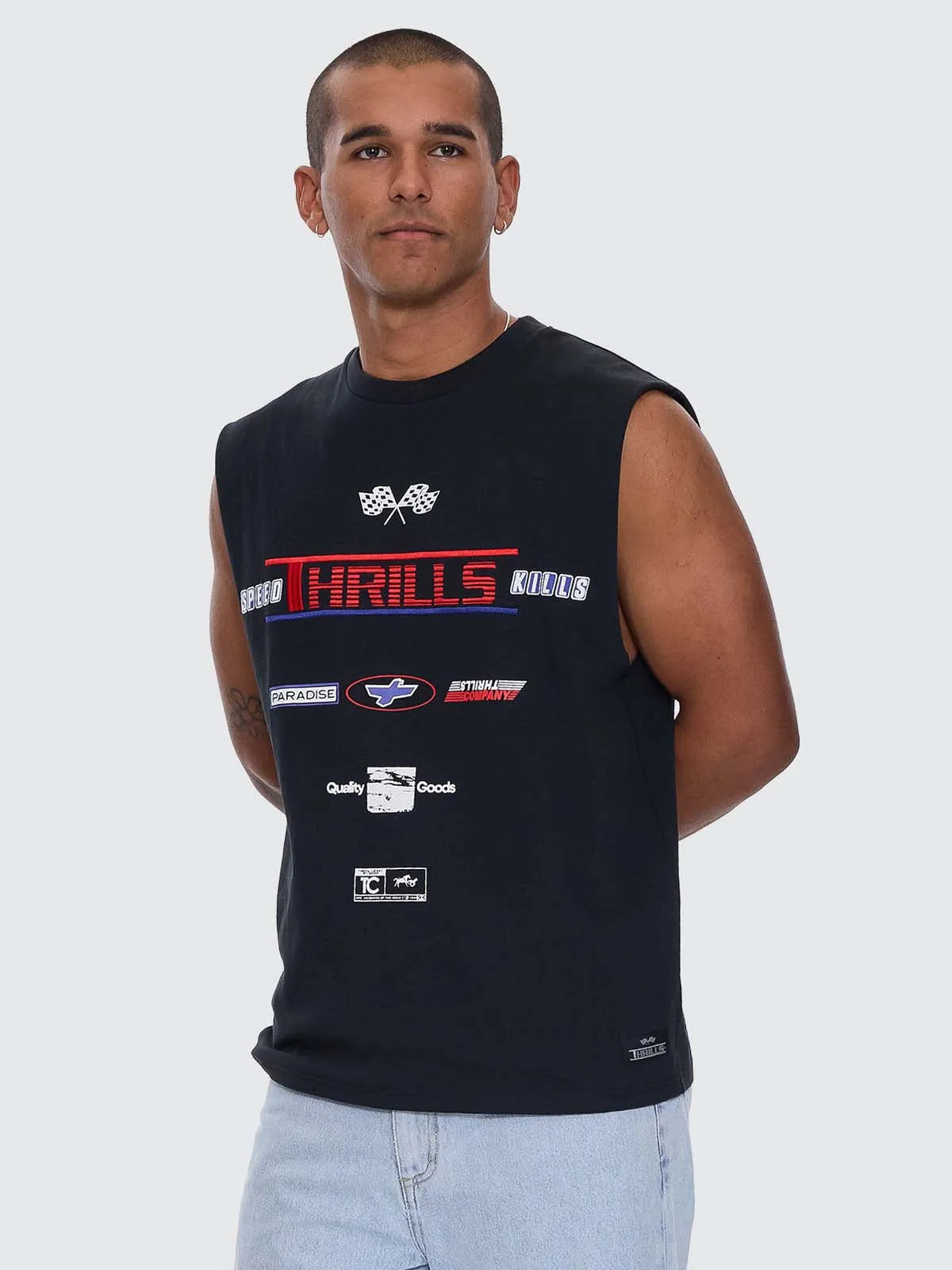 Rapid Fire Box Fit Oversize Muscle Tee - Washed Black sold by Thrills product image thumbnail 3