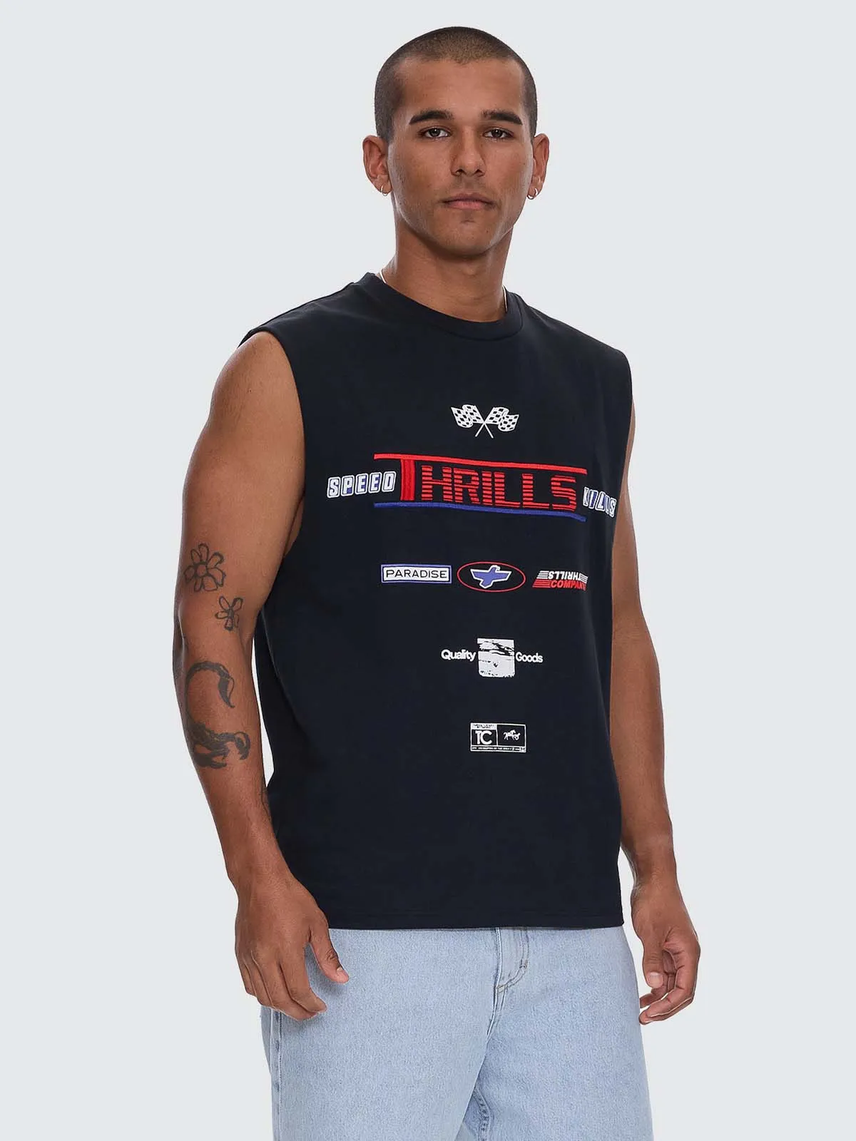 Rapid Fire Box Fit Oversize Muscle Tee - Washed Black sold by Thrills product image thumbnail 5