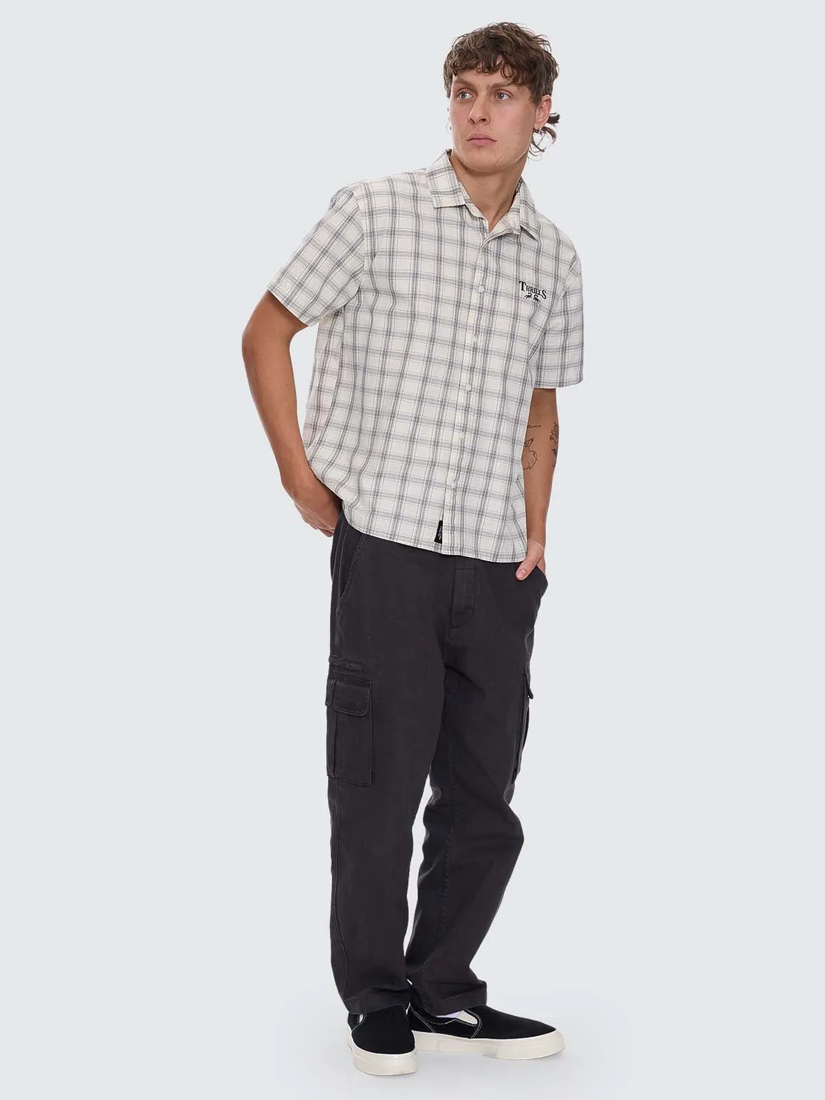 Touch The Sky Check Short Sleeve Cropped Shirt - Heritage White sold by Thrills product image thumbnail 2