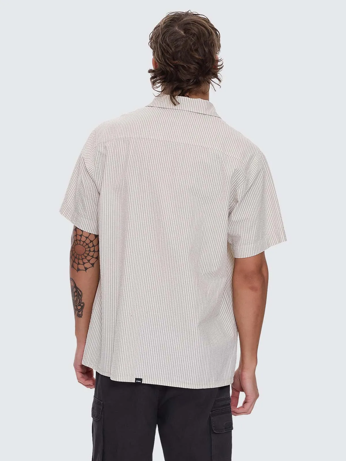 Beauty Around Us Short Sleeve Stripe Work Shirt - Acorn sold by Thrills product image thumbnail 4
