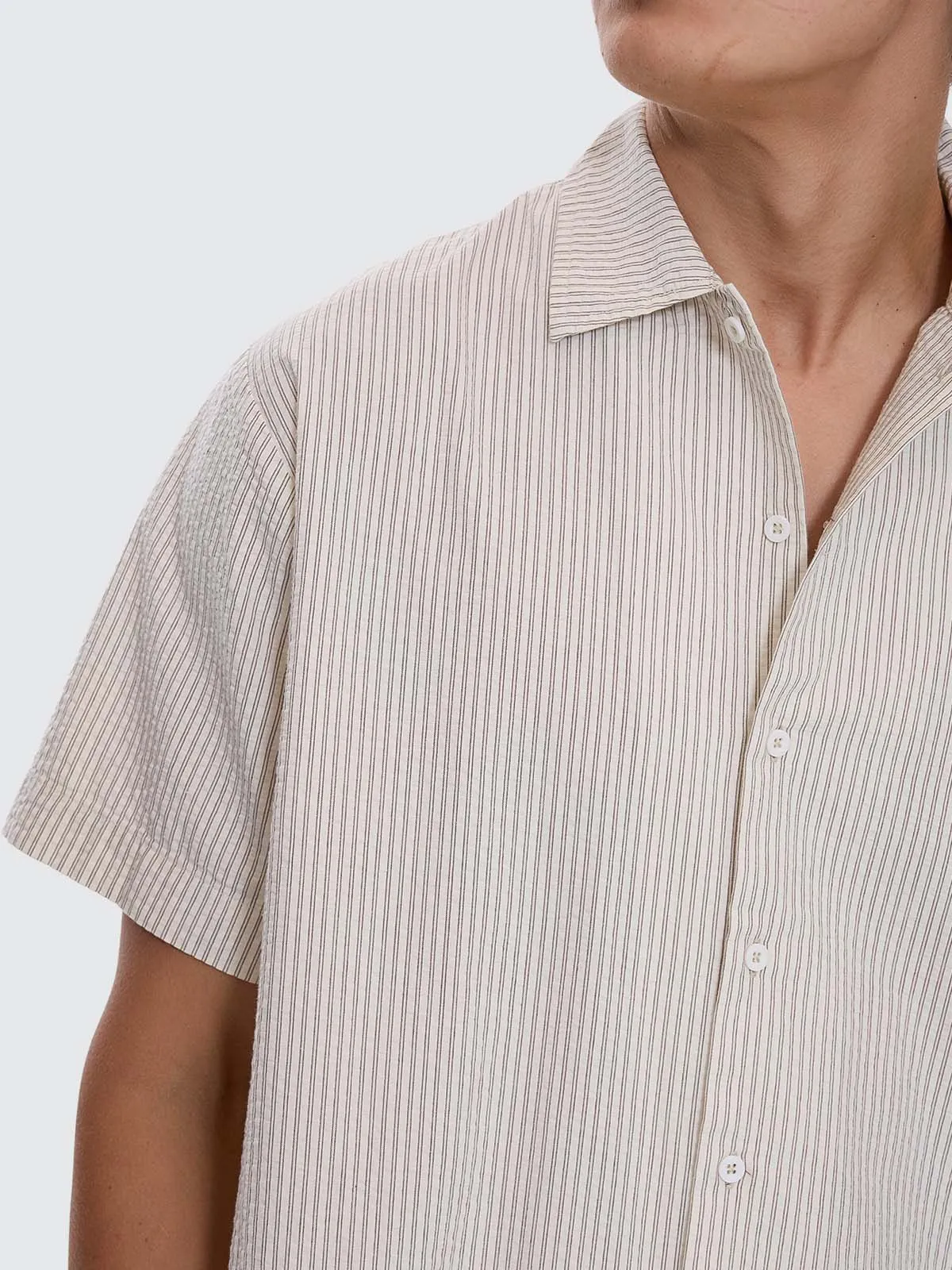 Beauty Around Us Short Sleeve Stripe Work Shirt - Acorn sold by Thrills product image thumbnail 2