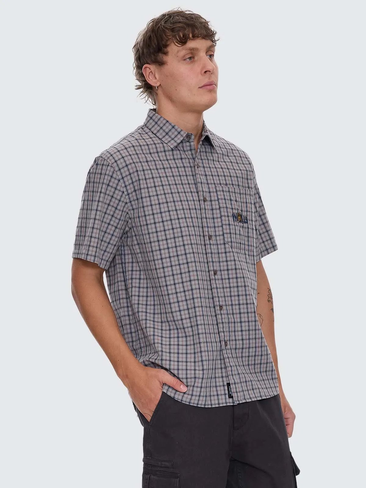 Eyes In The Grass Short Sleeve Shirt - Light Grey sold by Thrills product image thumbnail 5