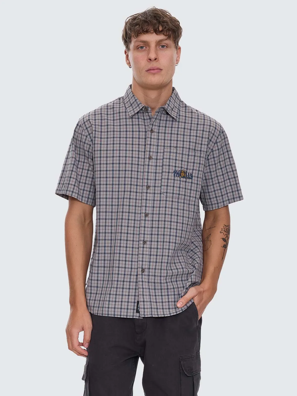 Eyes In The Grass Short Sleeve Shirt - Light Grey sold by Thrills