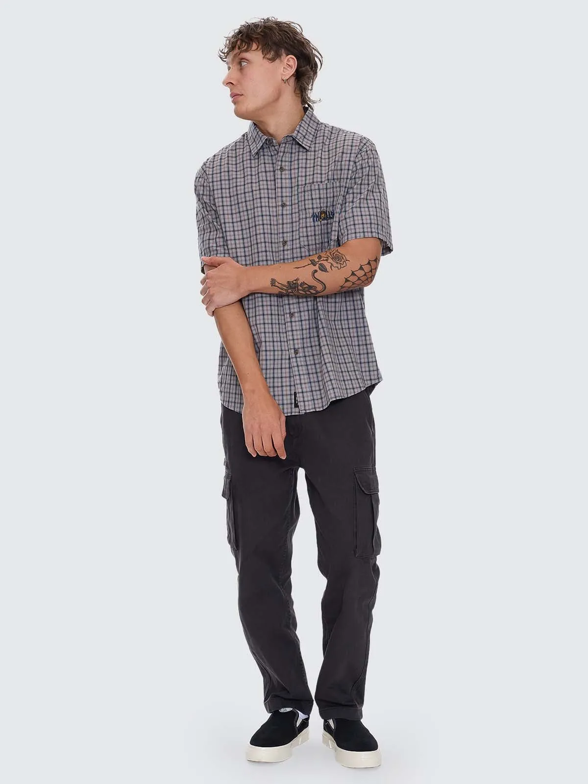 Eyes In The Grass Short Sleeve Shirt - Light Grey sold by Thrills product image thumbnail 2