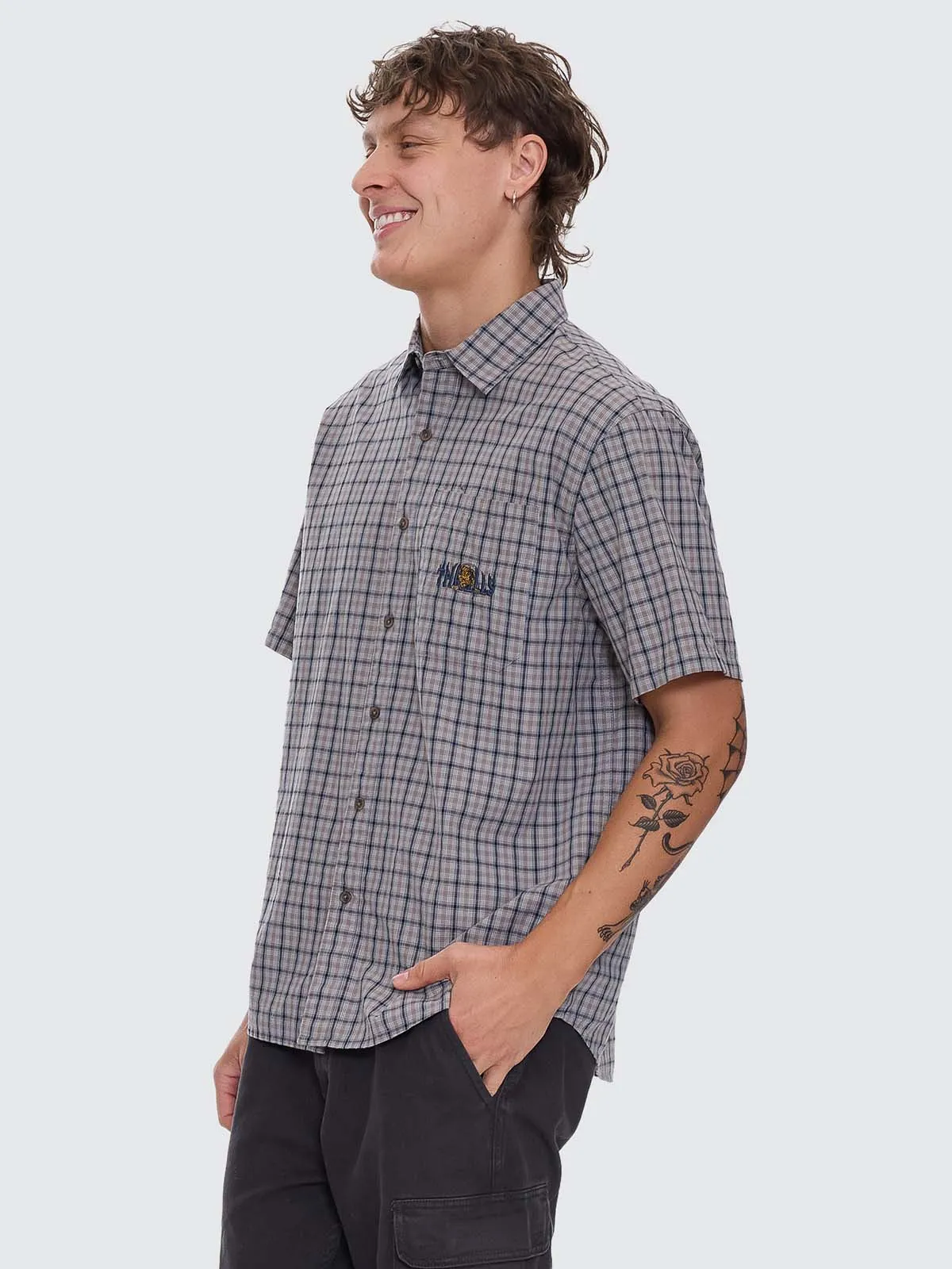 Eyes In The Grass Short Sleeve Shirt - Light Grey sold by Thrills product image thumbnail 3